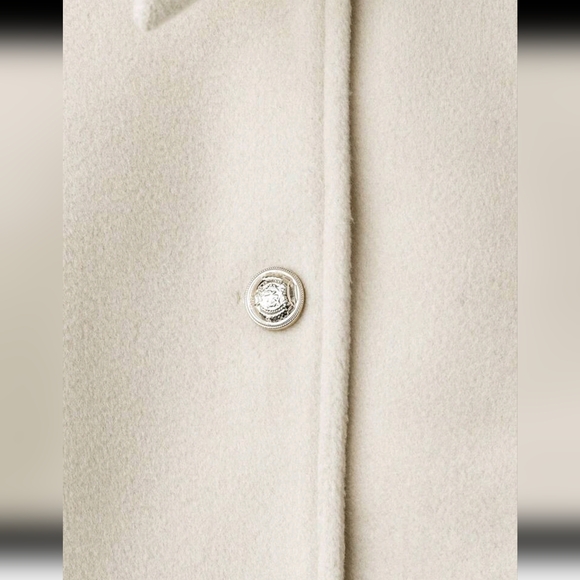 Women Elegant Solid Color Coat With Faux Fur Cuff & Bow Decor, Autumn/Winter - Picture 5 of 6